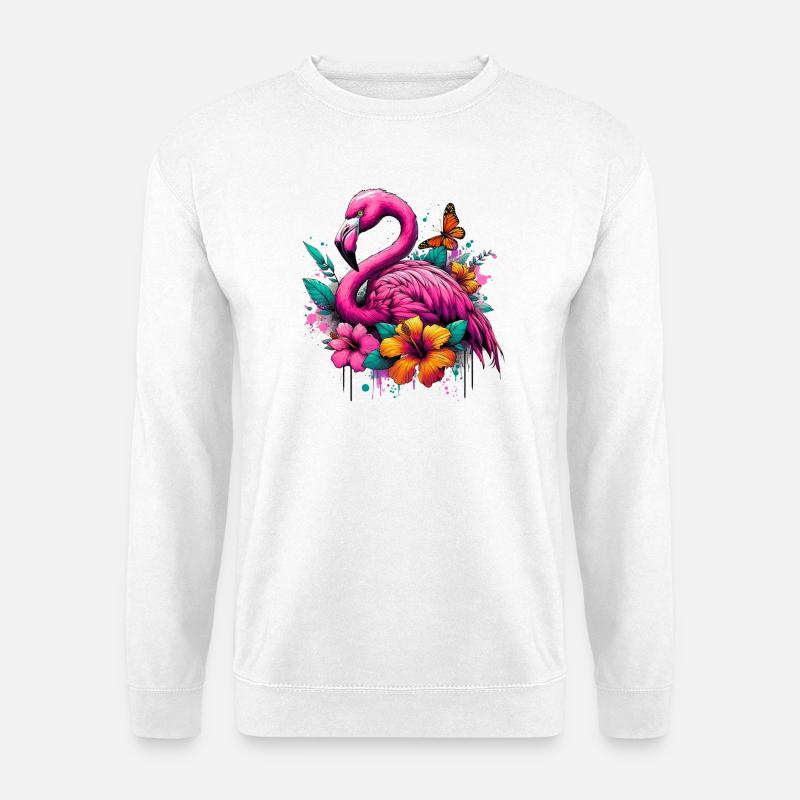 Flamingo - Unisex Pullover - Weiß