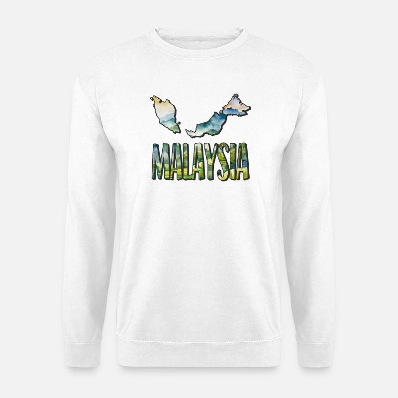 Aquarell Landkarte Malaysia - Unisex Pullover - Weiß