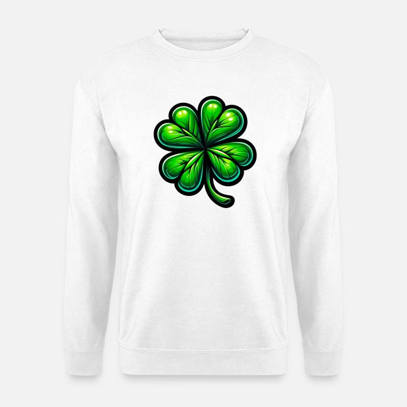 Vierblättriges Kleeblatt - Unisex Pullover - Weiß