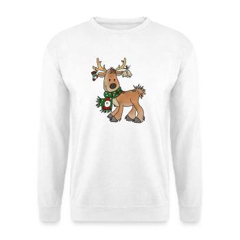 Weihnachtsren - Unisex Pullover - Weiß - Vorne