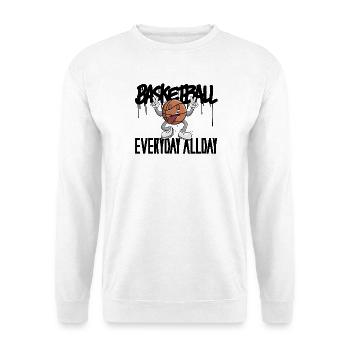 Basketball – dynamisches Sportmotiv - Unisex Pullover - Weiß - Vorne - Alina (178cm) & Michal (187cm)