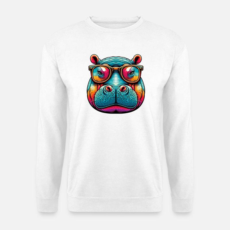 Nilpferd - Unisex Pullover - Weiß