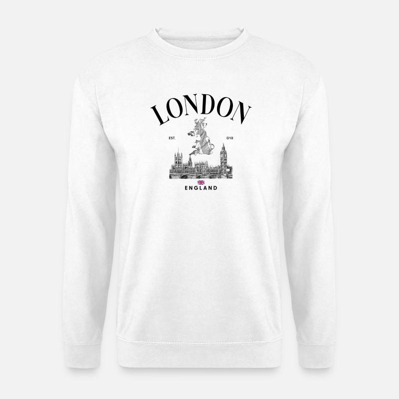 Tiny Union Jack auf Schwarz - Unisex Pullover - Weiß