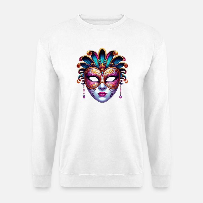 Karnevalsmaske in Venedig - Unisex Pullover - Weiß