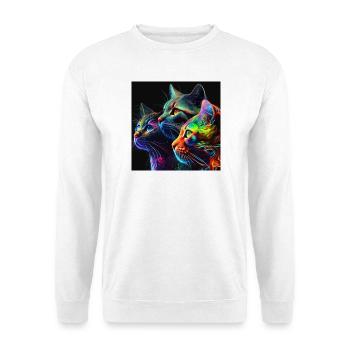 Neon Cats on a Black Background - Unisex Sweatshirt - white - Front