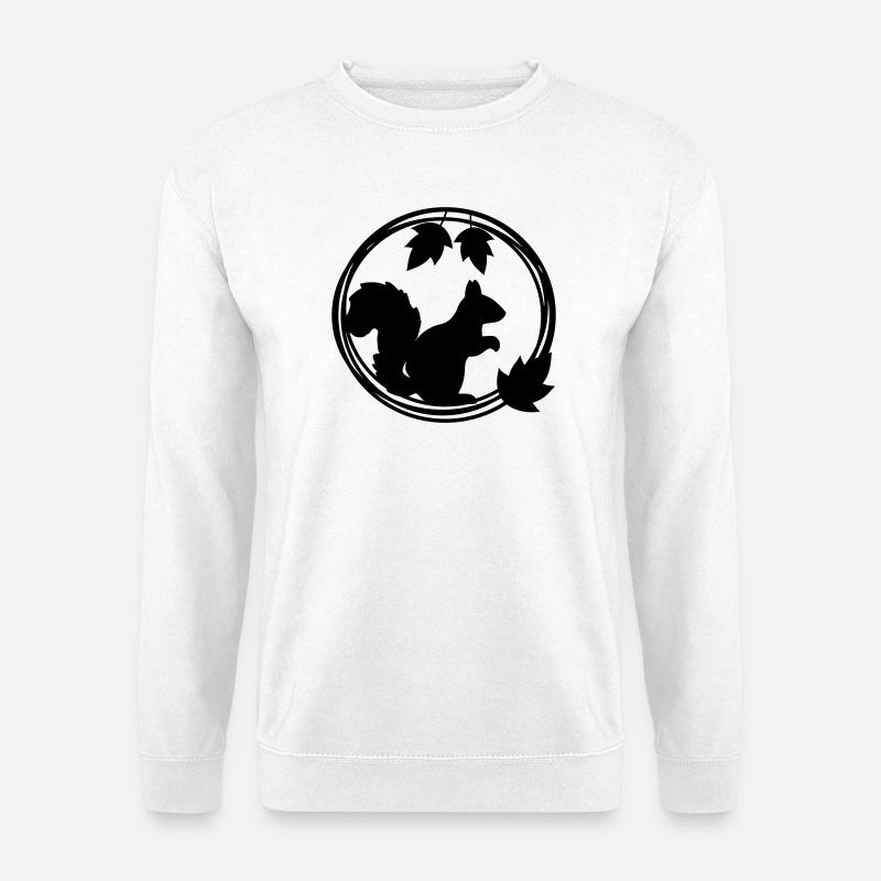 Eichhörnchen Silhouette im Blätterkranz - Unisex Pullover - Weiß