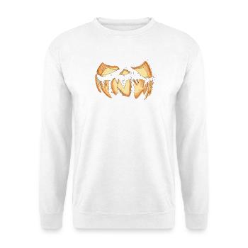 Kürbis Gesicht Halloween Scribble - Unisex Pullover - Weiß - Vorne - Alina (178cm) & Michal (187cm)