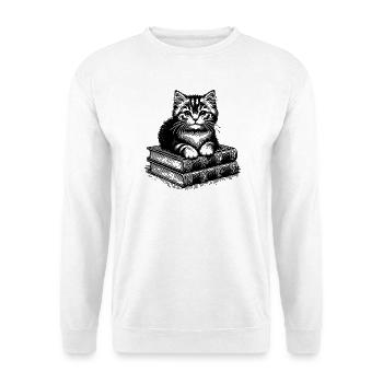 Chat sur une pile de livres - Sweat-shirt Unisexe - blanc - Devant