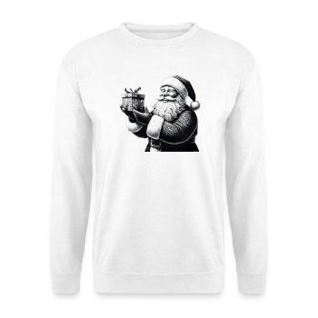 Handgezeichneter Weihnachtsmann Geschenk - Unisex Pullover - Weiß - Vorne
