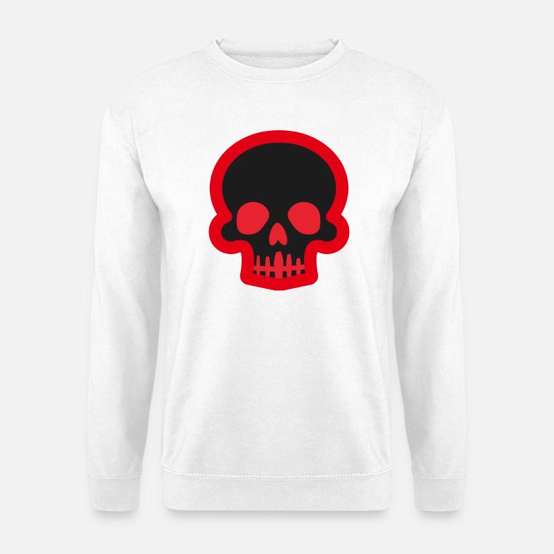 Schwarzer Schädel mit rotem Umriss - Unisex Pullover - Weiß