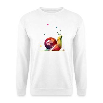 farbenfrohe Schnecke im geometrischen Design - Unisex Pullover - Weiß - Vorne