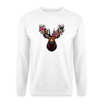 Cerf avec des fleurs - Sweat-shirt Unisexe - blanc - Devant