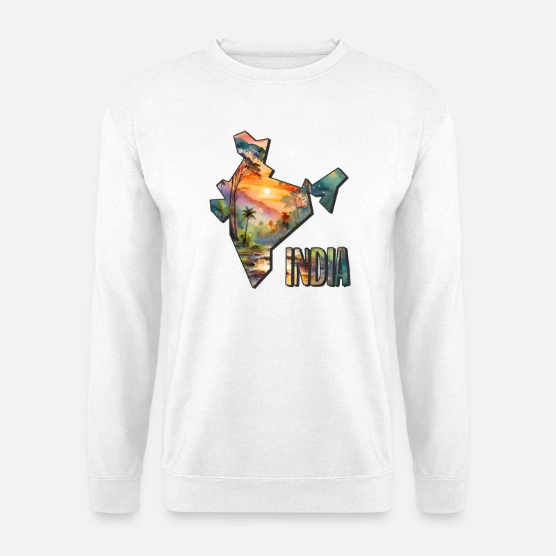 Aquarell Landkarte Indien - Unisex Pullover - Weiß