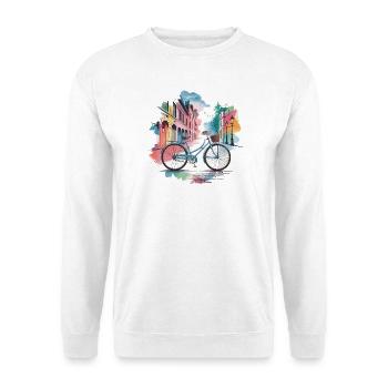 Pastellfarbenes Stadtbild Fahrraddesign - Unisex Pullover - Weiß - Vorne