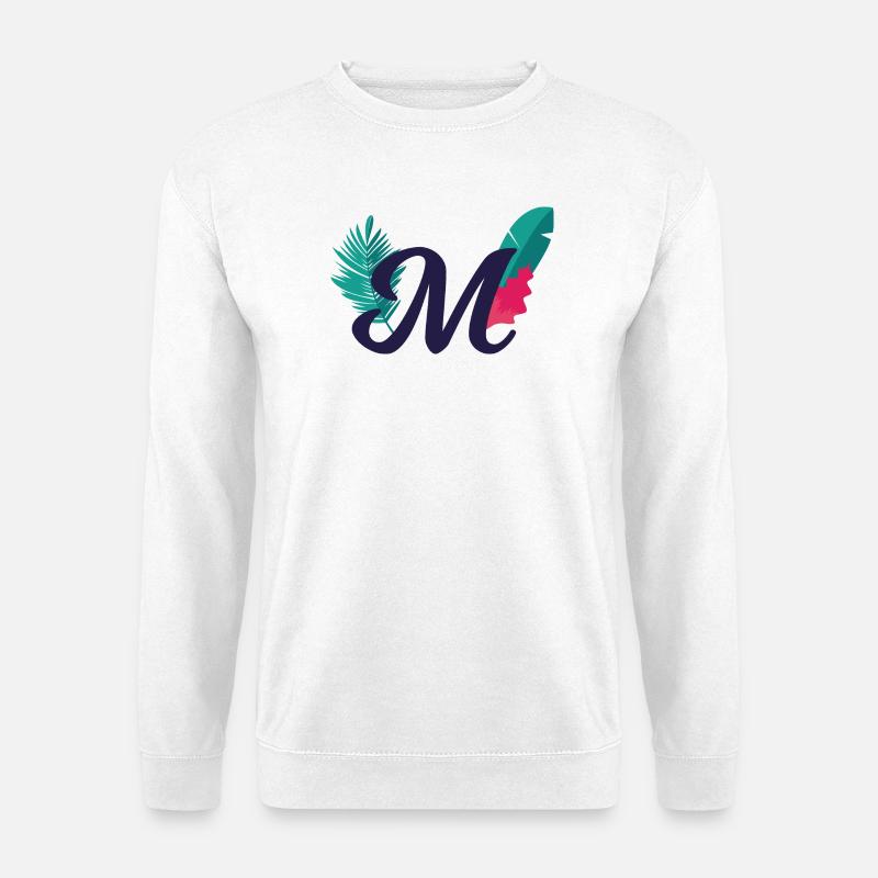 Eleganter Buchstabe 'M' mit Blumen - Unisex Pullover - Weiß