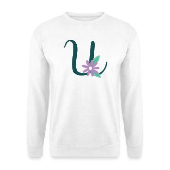 Elegant letter 'U' with flowers - Unisex Sweatshirt - white - Front