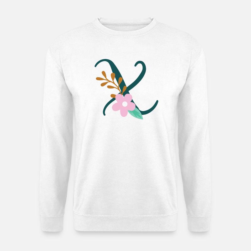 Eleganter Buchstabe 'X' mit Blumen - Unisex Pullover - Weiß