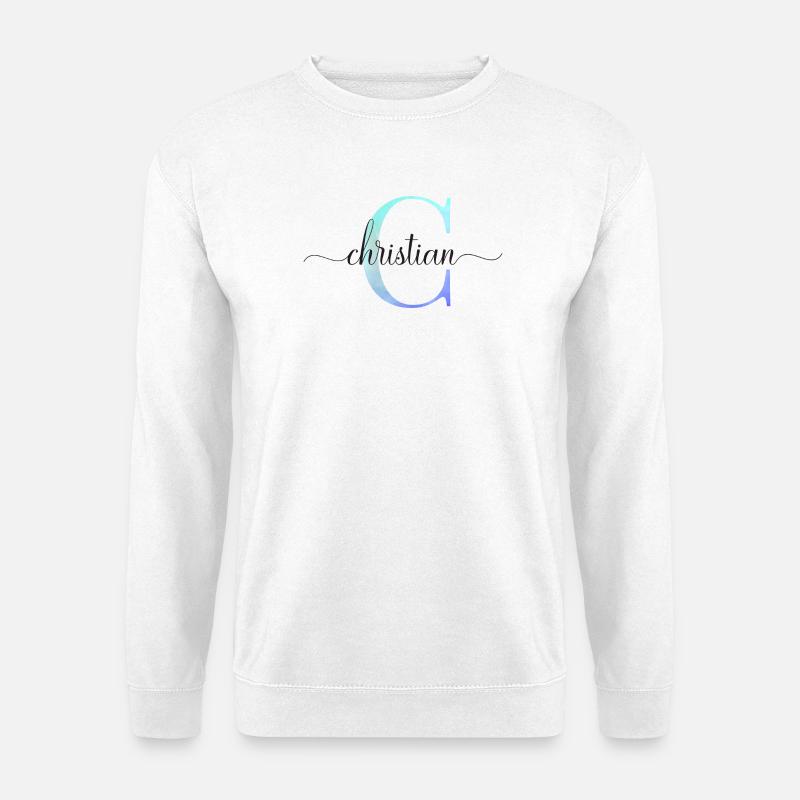 C| Monogramm | Name | Christian| Watercolor - Unisex Pullover - Weiß
