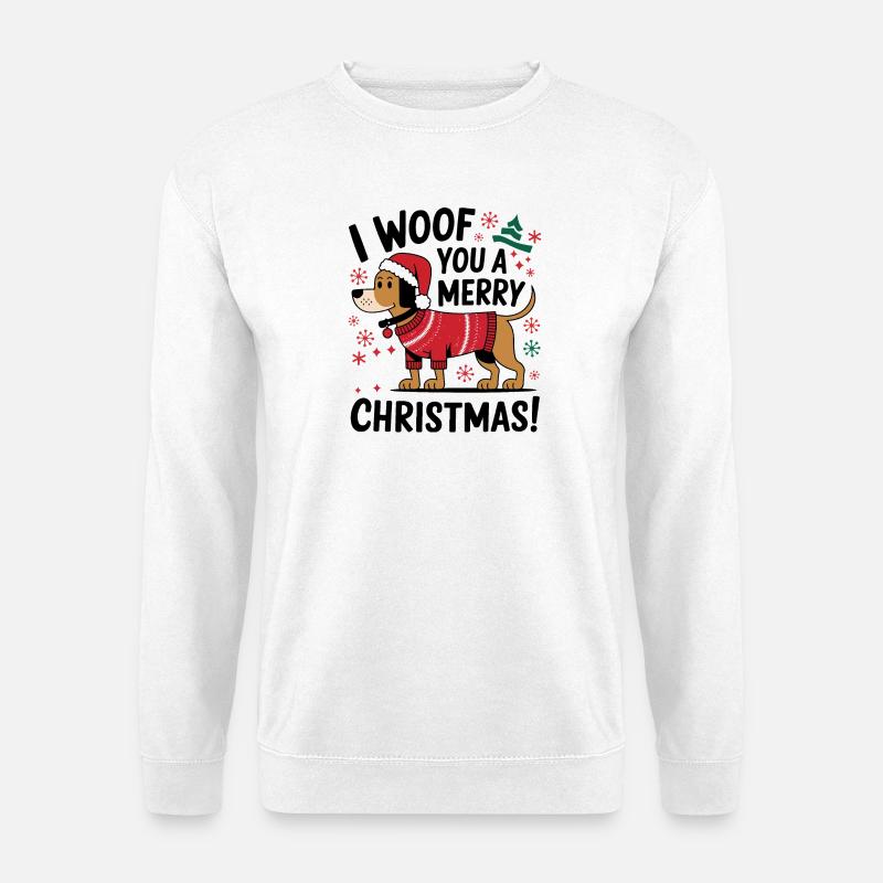 Festlicher Hund im Weihnachtspullover - Unisex Pullover - Weiß