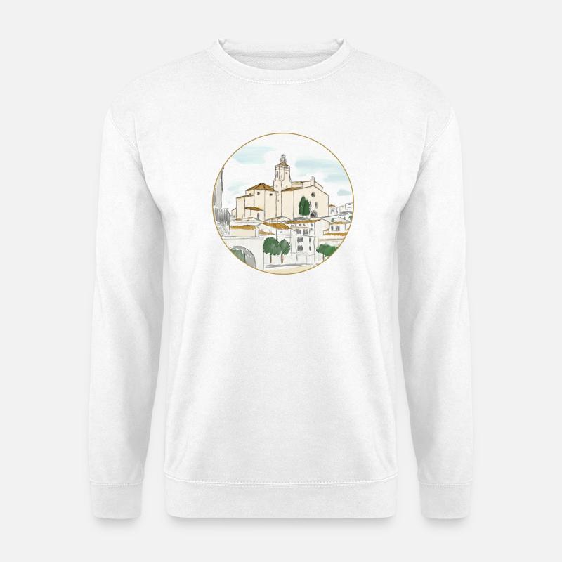 Cadaqués Aquarell - Unisex Pullover - Weiß