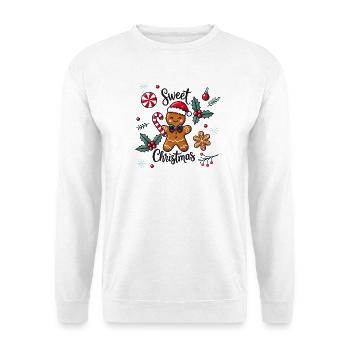 Joyeux bonhomme en pain d’épice avec canne à sucre - Sweat-shirt Unisexe - blanc - Devant