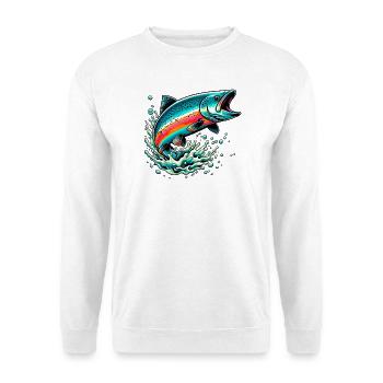 Lachs - Unisex Pullover - Weiß - Vorne