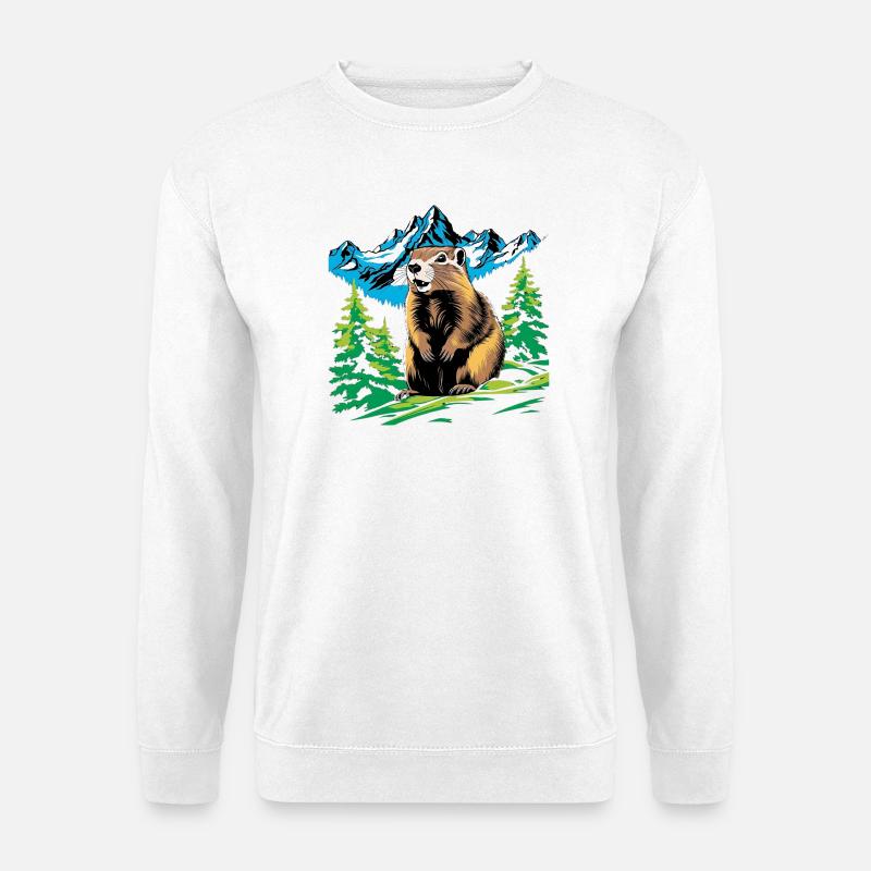Murmeltier der Alpen - Unisex Pullover - Weiß