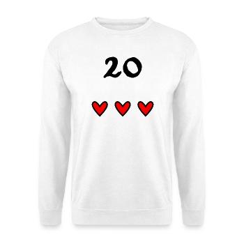 20. 20 ANS. 20e ANNIVERSAIRE. ANNIVERSAIRE 20 ANS. - Sweat-shirt Unisexe - blanc - Devant
