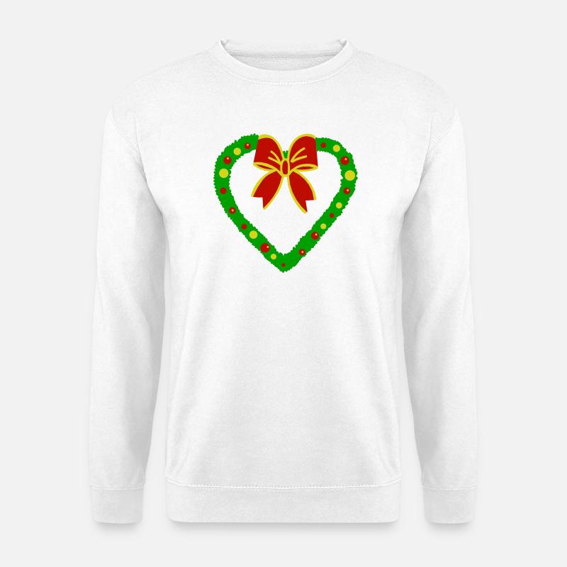 Grünes Herz mit rotem Band - Unisex Pullover - Weiß