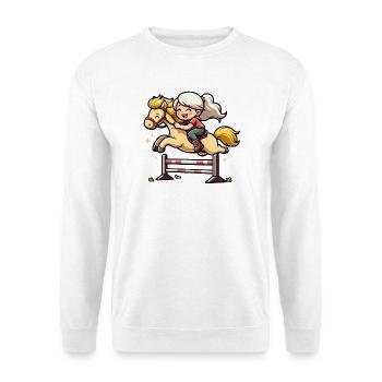 Kinder Pferde Sport - Unisex Pullover - Weiß - Vorne