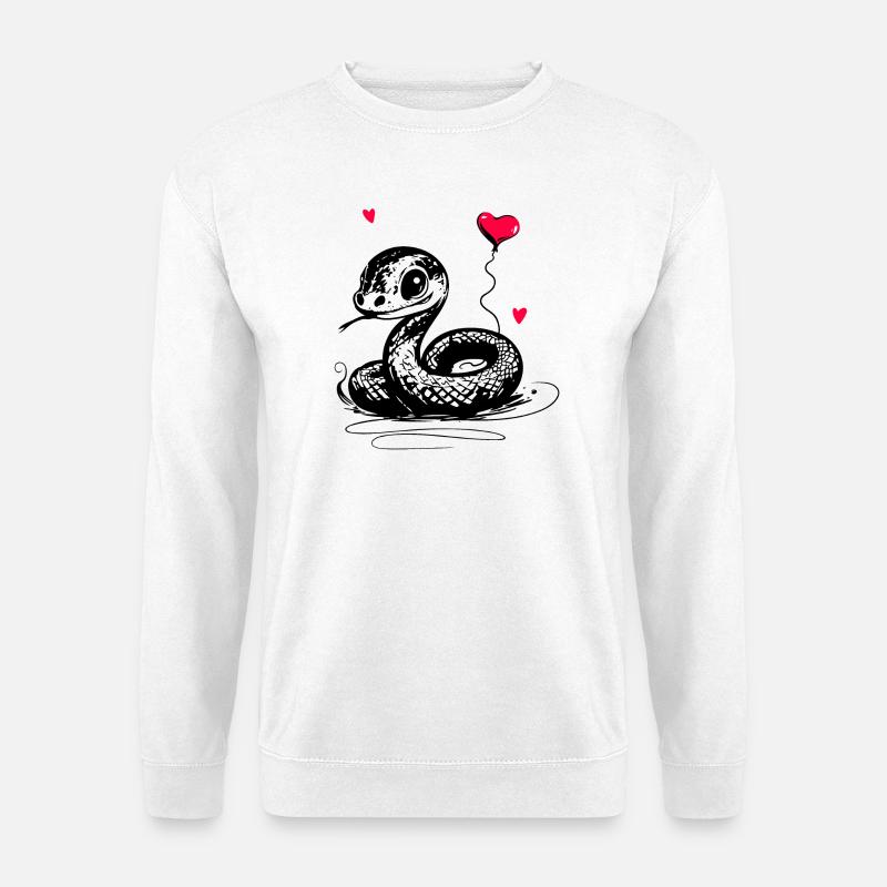Schlange mit Herz Luftballon - Heartful Creatures - Unisex Pullover - Weiß