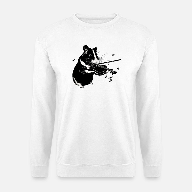 Hamster spielt auf einer Geige - Musik Hamster - Unisex Pullover - Weiß