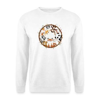 Circle full of cute animals like fox, panda,raccoon - Unisex Sweatshirt - white - Front