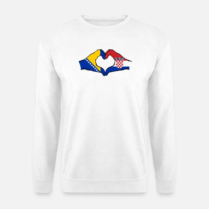 Bosnien Kroatien Flagge Hände Herzform - Unisex Pullover - Weiß