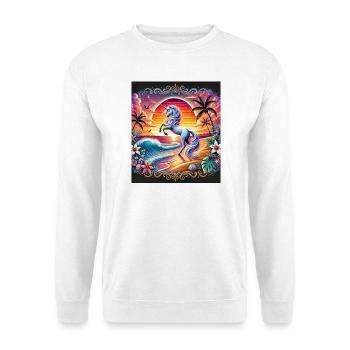Sonnenuntergangsross am Tropenstrand - Unisex Pullover - Weiß - Vorne