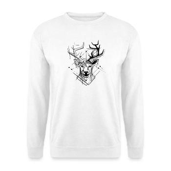 Geometric Reindeer Head – Drawn Wild Animal - Unisex Sweatshirt - white - Front