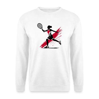 Tennis Tennisspielerin Silhouette, rot-schwarz - Unisex Pullover - Weiß - Vorne