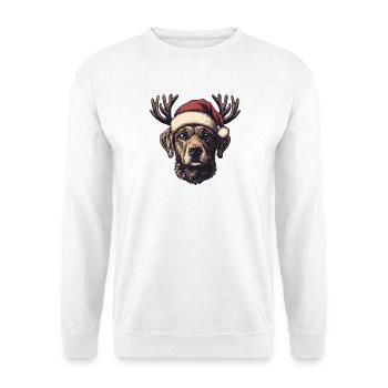 Chien avec chapeau de Noël et bois de Noël - Sweat-shirt Unisexe - blanc - Devant