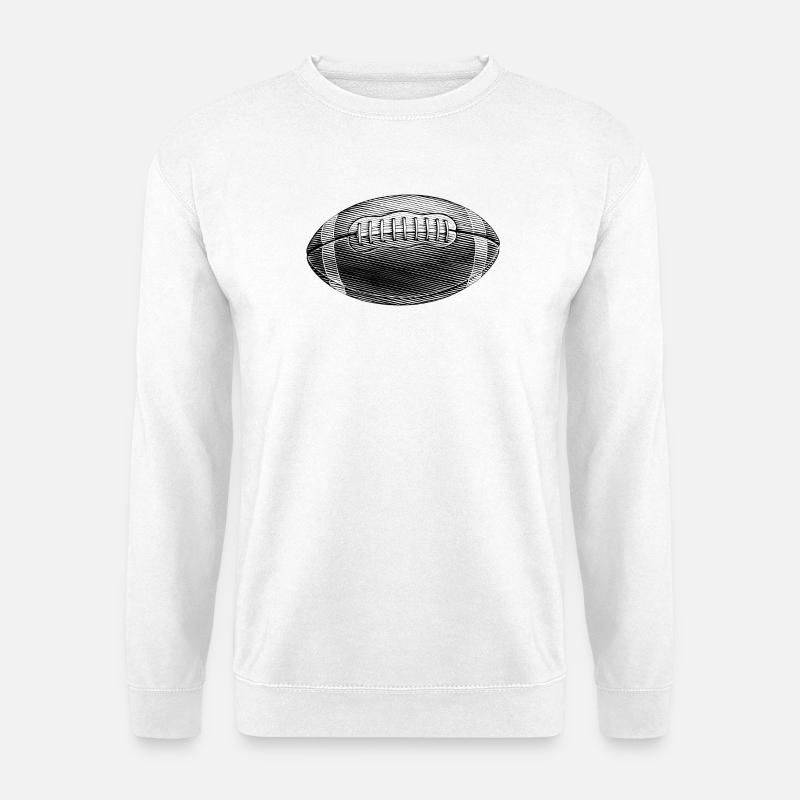 Rugby – Rugbyball mit monochromer Linie - Unisex Pullover - Weiß