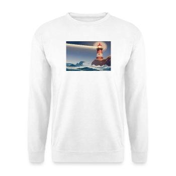 Leuchtturm bei Nacht - Unisex Pullover - Weiß - Vorne
