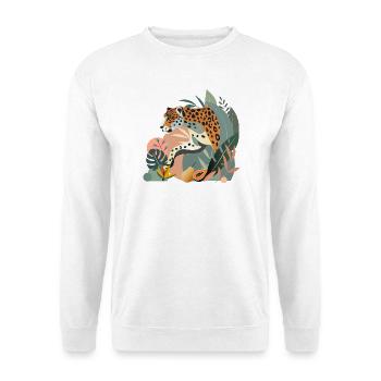 Jaguar im Dschungel-Elegante Wildtier-Illustration - Unisex Pullover - Weiß - Vorne