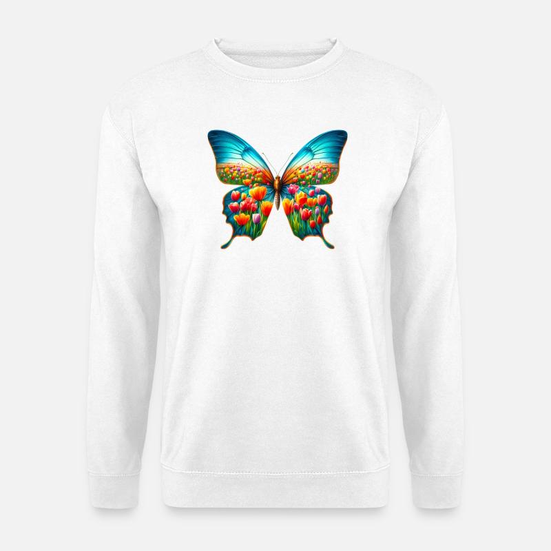 Schmetterling Tulpe Tulpen - Unisex Pullover - Weiß