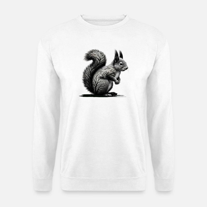 Waldeichhörnchen – Kunstvolle Naturillustration - Unisex Pullover - Weiß