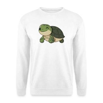 Süße glückliche Schildkröte - entzückende und fröhliche Karikatur - Unisex Pullover - Weiß - Vorne