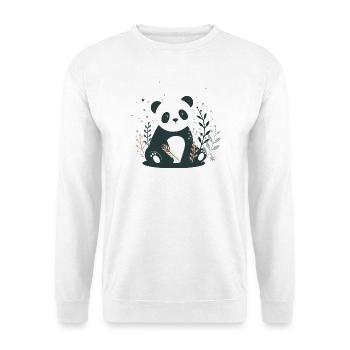 Panda amoureux avec des plantes minimalistes - Sweat-shirt Unisexe - blanc - Devant