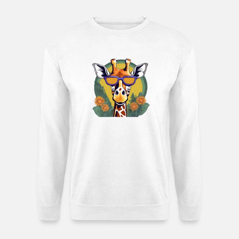 Verspielte Giraffe mit Sonnenbrille Design - Unisex Pullover - Weiß