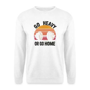 Go Heavy oder Go Home Retro Langhantel - Unisex Pullover - Weiß - Vorne