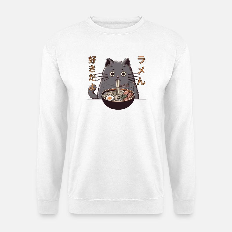 My Cat Steals My Ramen (Ramen Katze) - Unisex Pullover - Weiß