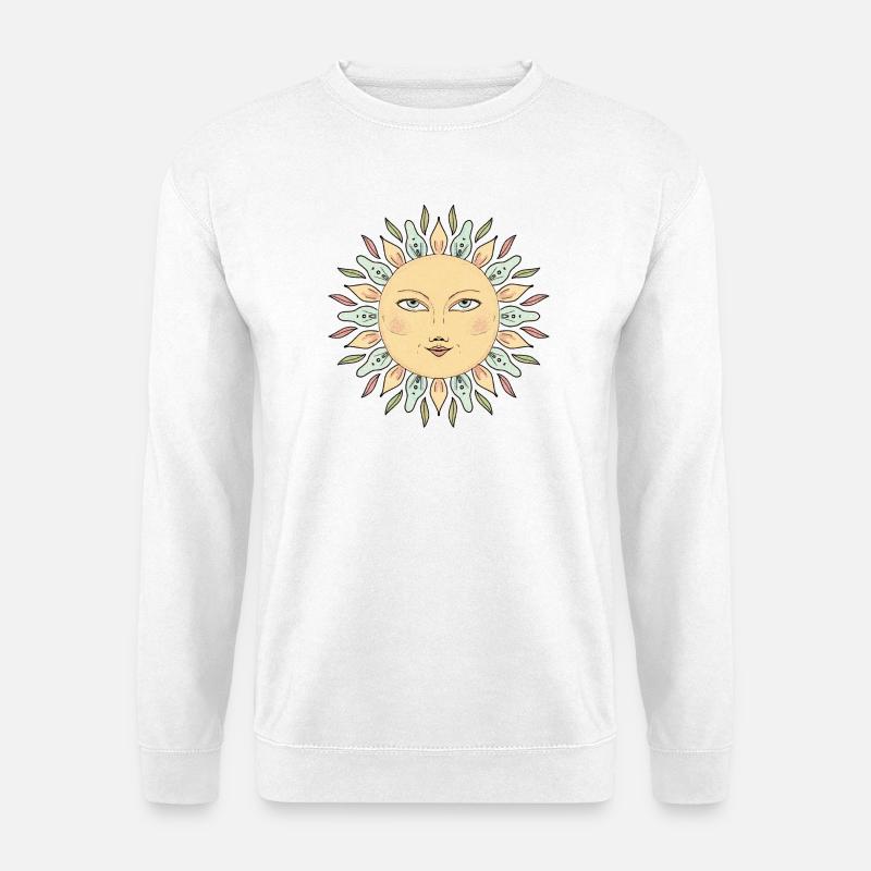 Sonnengesicht Mandala Stil - Unisex Pullover - Weiß