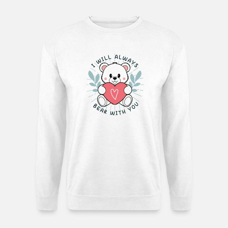 Süße Bär mit Herz und Botschaft - Unisex Pullover - Weiß